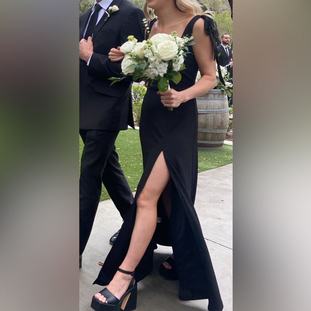 Birdie Grey Bridesmaid Dress Black Crepe